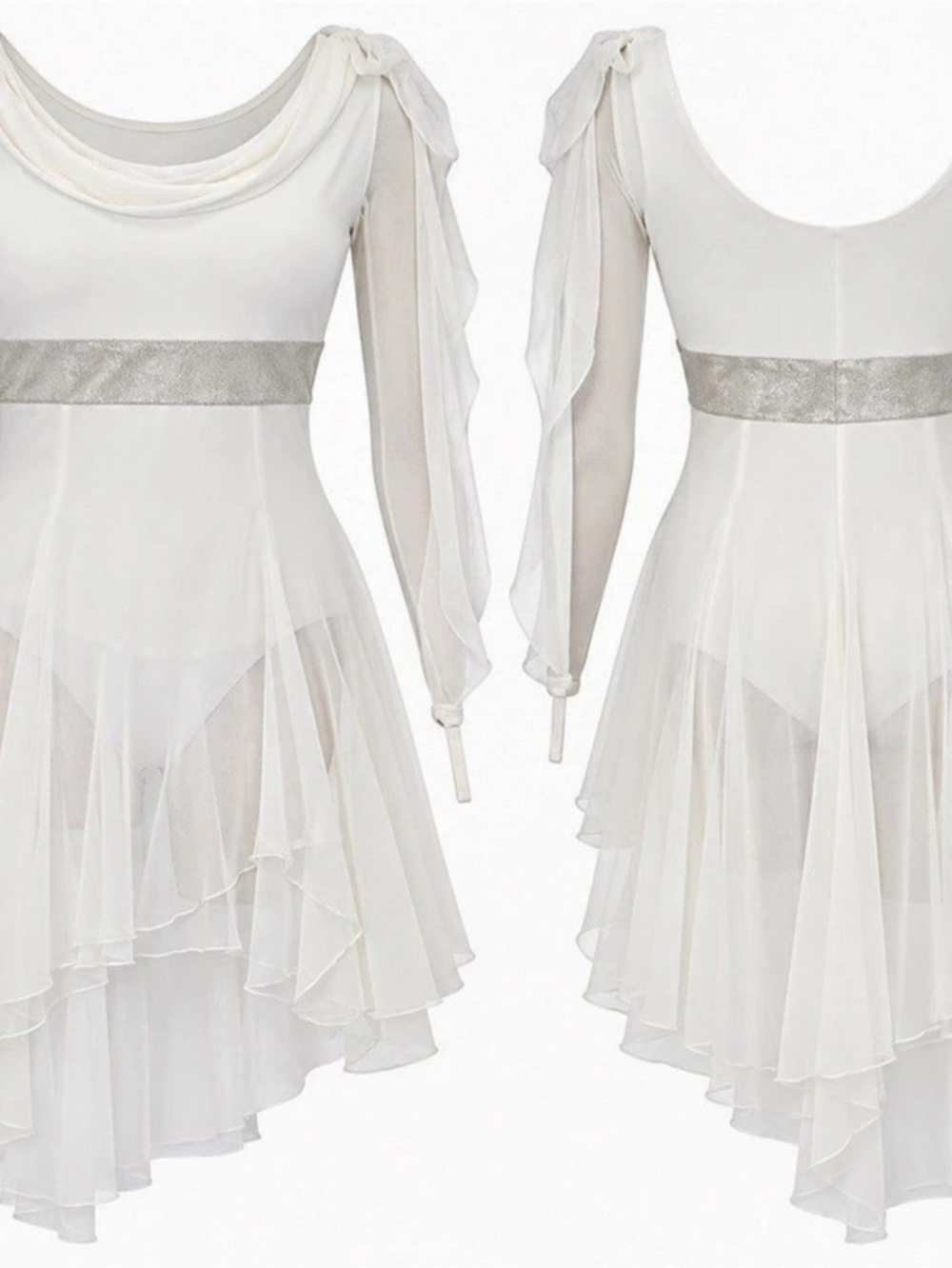 White High-Low figure skating Costume Dress medium